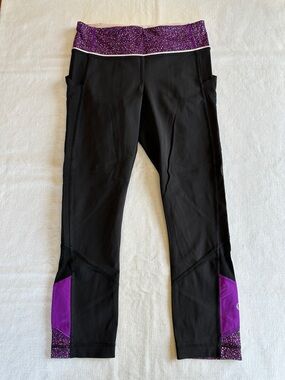 Lululemon Pace Rival Crop 4 Black / Tender Violet